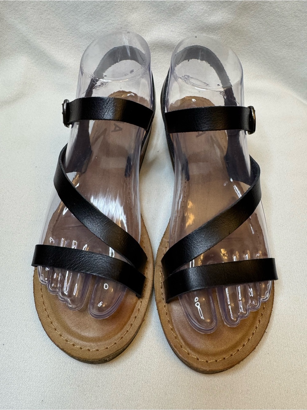 MIA Black Strappy Ankle Strap Flat Sandals 7.5